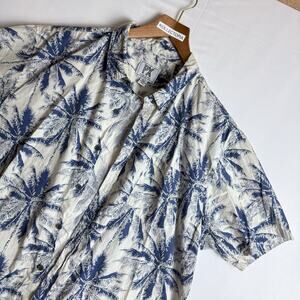PX Clothing XXL 2XL Mitchell Blue Hawaiian palm Tree Button Up‎ Shirt Cotton J1
